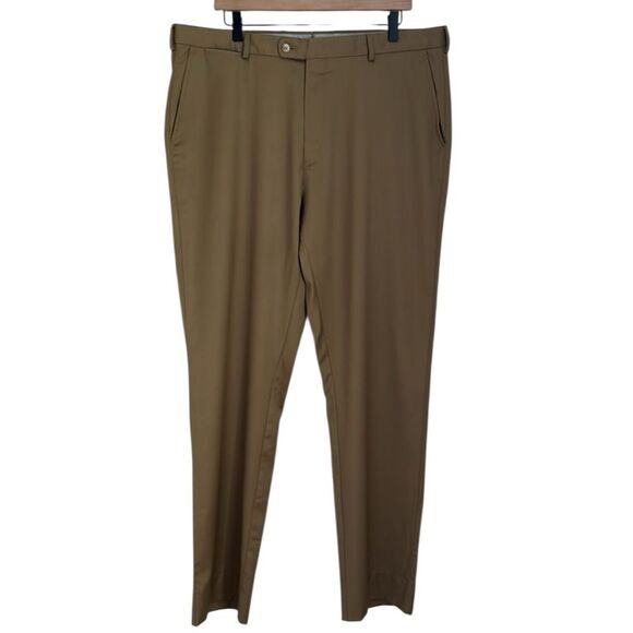 Peter Millar 100% Wool Dress Pants Flat Front Khaki Size 38X32 Made in Peru - Picture 2 of 12
